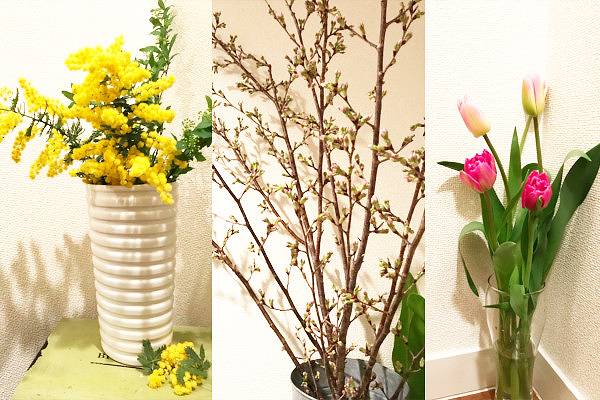 ハーモニーアロマつくば店のサロン内にある花